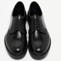 Pre Owned Prada Black Leather Lace Up Derby Size 40