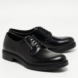 Pre Owned Prada Black Leather Lace Up Derby Size 40