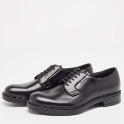 Prada Black Leather Lace Up Oxfords Size 40
