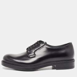 Prada Black Leather Lace Up Oxfords Size 40