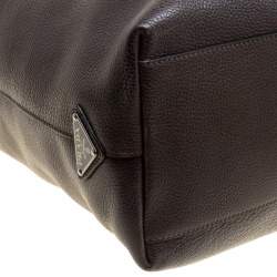 Pre Owned Prada Dark Brown Leather Luggage Weekender Bag