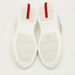 Pre Owned Prada Sport Size 41.5 Beige/Grey Mesh and Patent Leather Low Top Sneakers