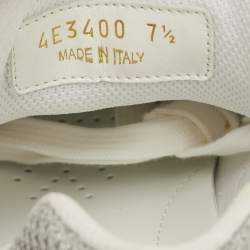 Pre Owned Prada Sport Size 41.5 Beige/Grey Mesh and Patent Leather Low Top Sneakers