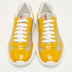 مملوكة مسبقًا حذاء رياضي برادا سبورتس أمريكاز كاب شبكة وجلد رصاصي/أسود عق منخفض مقاس 40