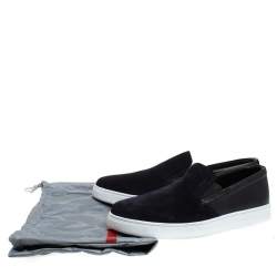 Pre Owned Prada Sport Blue/Black Suede Leather Slip On Sneakers Size 41