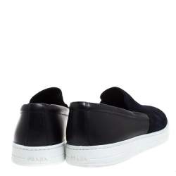 Pre Owned Prada Sport Blue/Black Suede Leather Slip On Sneakers Size 41