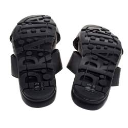 Pre Owned Prada Sport Black Leather Cross Strap Flat Sandals Size 42