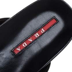 Pre Owned Prada Sport Black Leather Cross Strap Flat Sandals Size 42