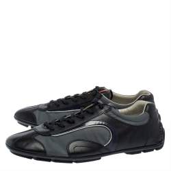 Pre Owned Prada Sport Navy Blue Leather and Nylon Lace Up Sneakers Size 42