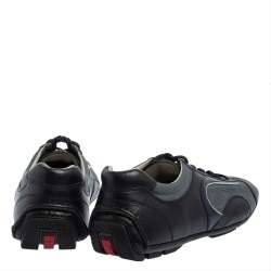 Pre Owned Prada Sport Navy Blue Leather and Nylon Lace Up Sneakers Size 42