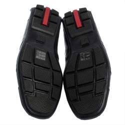 Pre Owned Prada Sport Navy Blue Leather and Nylon Lace Up Sneakers Size 42