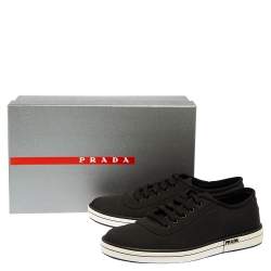 Pre Owned Prada Black Nylon And Rubber Low Top Sneakers Size 40