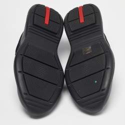 Pre Owned Prada Sport Black Leather and Mesh America's Cup Lace Up Sneakers Size 44 1/3