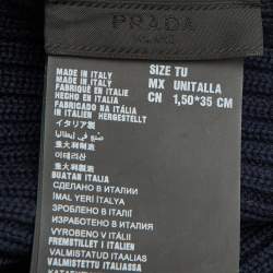 مملوكة مسبقًا Prada Sport Navy Blue Wool Knit Scarf