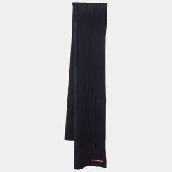 مملوكة مسبقًا Prada Sport Navy Blue Wool Knit Scarf