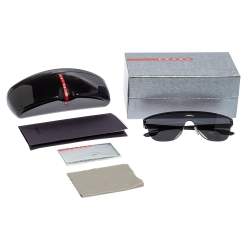 Prada Black Acetate SPS 57T Mirror Sunglasses