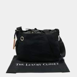 Prada Sport Black Nylon Drawstring Messenger Bag