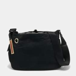 Prada Sport Black Nylon Drawstring Messenger Bag