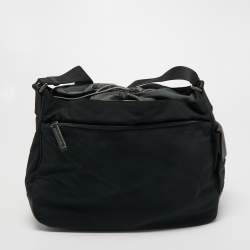 Prada Sport Black Nylon Drawstring Messenger Bag