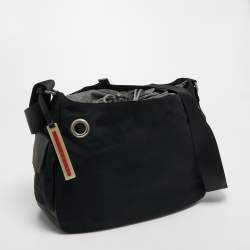 Prada Sport Black Nylon Drawstring Messenger Bag