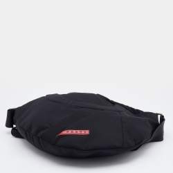 Pre Owned Prada Sport Black Fabric Saddle Crossbody Bag