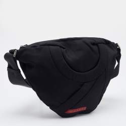 Pre Owned Prada Sport Black Fabric Saddle Crossbody Bag