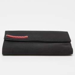 Pre Owned Prada Sport Black Nylon Trifold Wallet