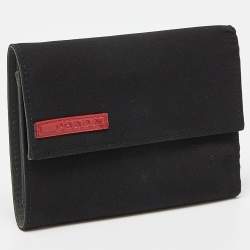 Pre Owned Prada Sport Black Nylon Trifold Wallet