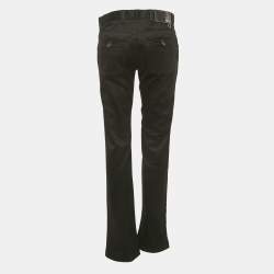 Pre Owned Prada Sport Black Gabardine Cotton Wide Leg Trousers S