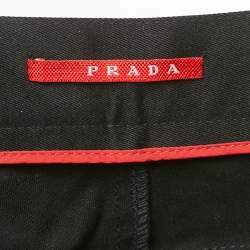 Pre Owned Prada Sport Black Gabardine Cotton Wide Leg Trousers S