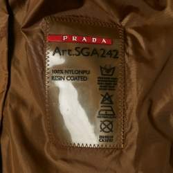 Prada Sport Brown Nylon Zip Front Hooded Jacket S