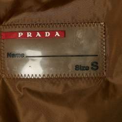 Prada Sport Brown Nylon Zip Front Hooded Jacket S