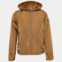 Prada Sport Brown Nylon Zip Front Hooded Jacket S