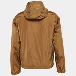 Prada Sport Brown Nylon Zip Front Hooded Jacket S