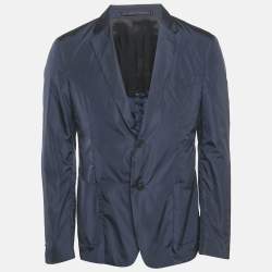 Prada Sport Navy Blue Re-Nylon Single Breasted Blazer L