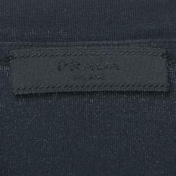 Prada Sports Midnight Blue/Black Cotton Rubber Logo Nylon Pocket V-Neck T-Shirt S