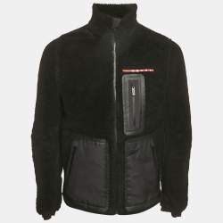 Pre Owned معطف برادا سبورت صوف تقني معاد تدويره أسود مقاس صغير