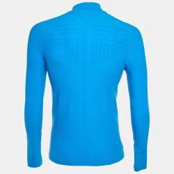 Pre Owned Prada Sport Blue Techno Knit Fitted Jumper S/M