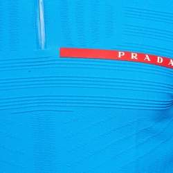 Pre Owned Prada Sport Blue Techno Knit Fitted Jumper S/M