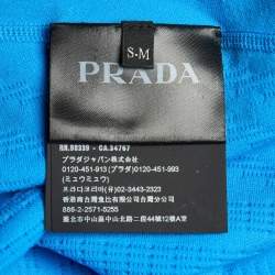Pre Owned Prada Sport Blue Techno Knit Fitted Jumper S/M