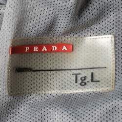 Prada Sport Navy Blue Synthetic Zip Front Jacket L