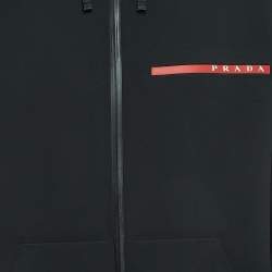 Prada Sport Black Logo Print Double Technical Jersey Hoodie XL