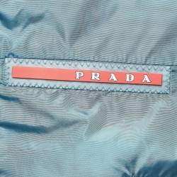 Prada Sport Blue Applique Detail Synthetic Reversible Zipper Jacket XL
