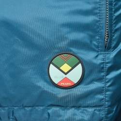 Prada Sport Blue Applique Detail Synthetic Reversible Zipper Jacket XL