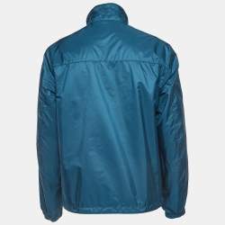 Prada Sport Blue Applique Detail Synthetic Reversible Zipper Jacket XL