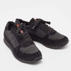 Prada Sport Black Suede and Nylon Low Top Sneakers Size 41