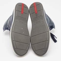 Pre Owned Prada Sport Blue Leather High Top Sneakers Size 41.5