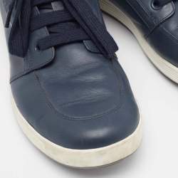 Pre Owned Prada Sport Blue Leather High Top Sneakers Size 41.5