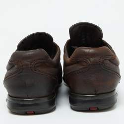 Prada Sport Dark Brown Leather Low Top Sneakers Size 42