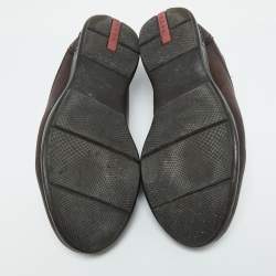 Prada Sport Dark Brown Leather Low Top Sneakers Size 42